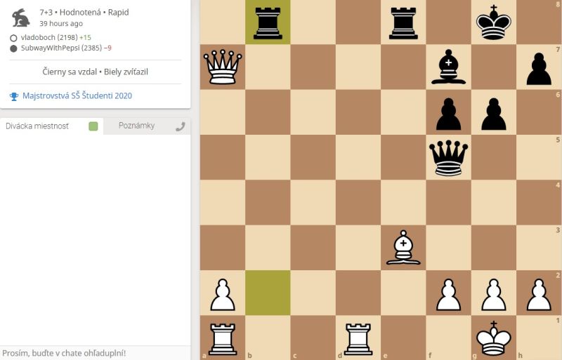 Postup Vladkovho voľného pešiaka zastavila až strata súperovej veže 115