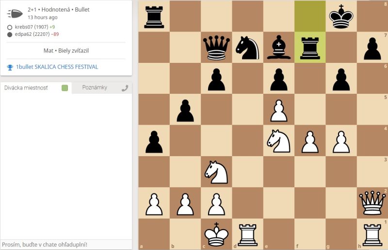 Maťo R. začal záverečný útok správnym 1.f5! a favorita neskôr zdolal 119