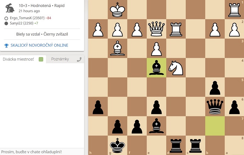 Maťo sa isto už chystal na metodickú realizáciu výhody dvojice strelcov v koncovke, súper však rýchlo stratil kvalitu a bolo po partii 153