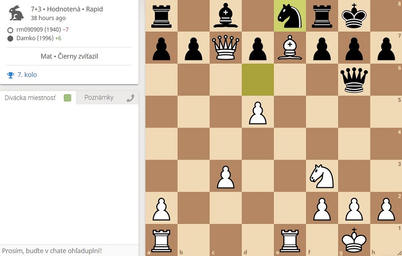 Ryanova druhá prehra v turnaji. Biely stojí na výhru, už len aby ustúpila biela dáma... 169