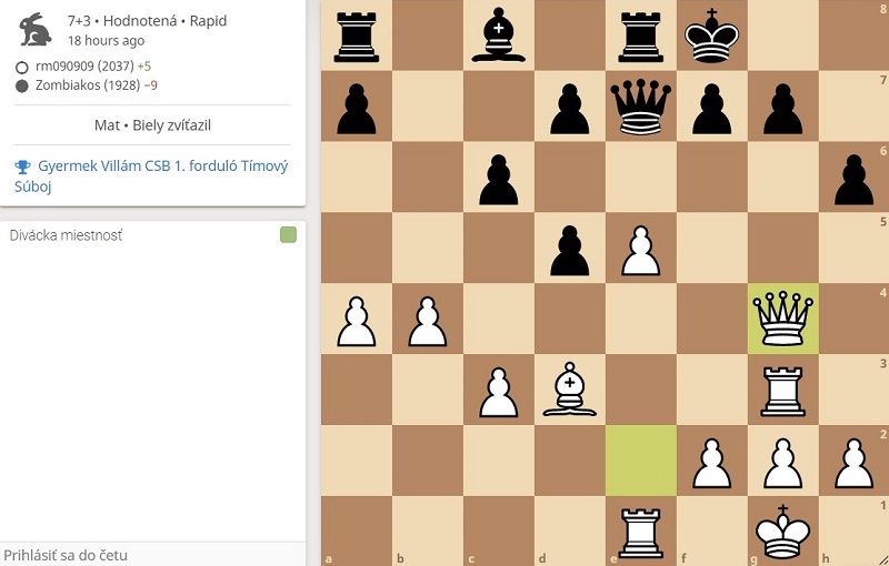 Rozdiel v súhre bielych a čiernych figúr je isto väčší bol rozdiel v ratingu oboch súperov. 217