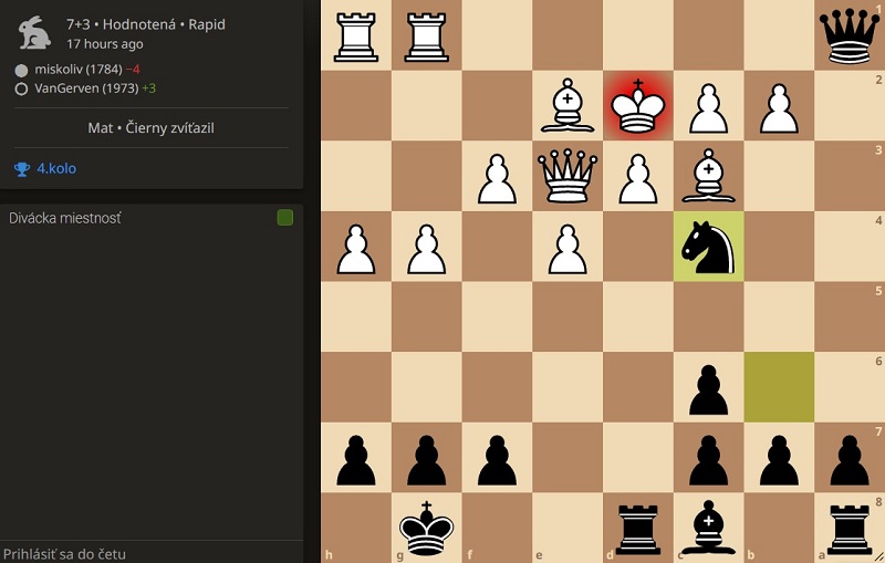 5.kolo: M.Livňanský - R.Pisarčík 0:1 Záverečná pozícia finále turnaja, v jej priebehu však mal dlho navrch biely. 157